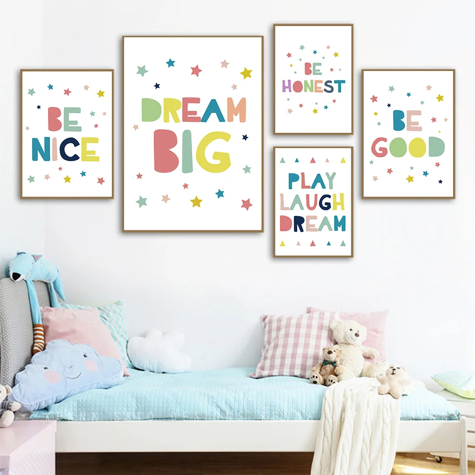 

Inspiring Quotes Child Poster Minimalist Colorful Drawing Nursery Art Nordic Prints Kids Room Home Decoration Wall Picture Mural