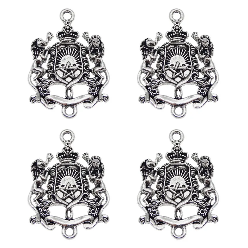 4pcs/lot Alloy Connector Antique Retro Football Sign Pendant Charms Necklace Bracelet Religious Jewelry Fine Gifts Crafts 51240