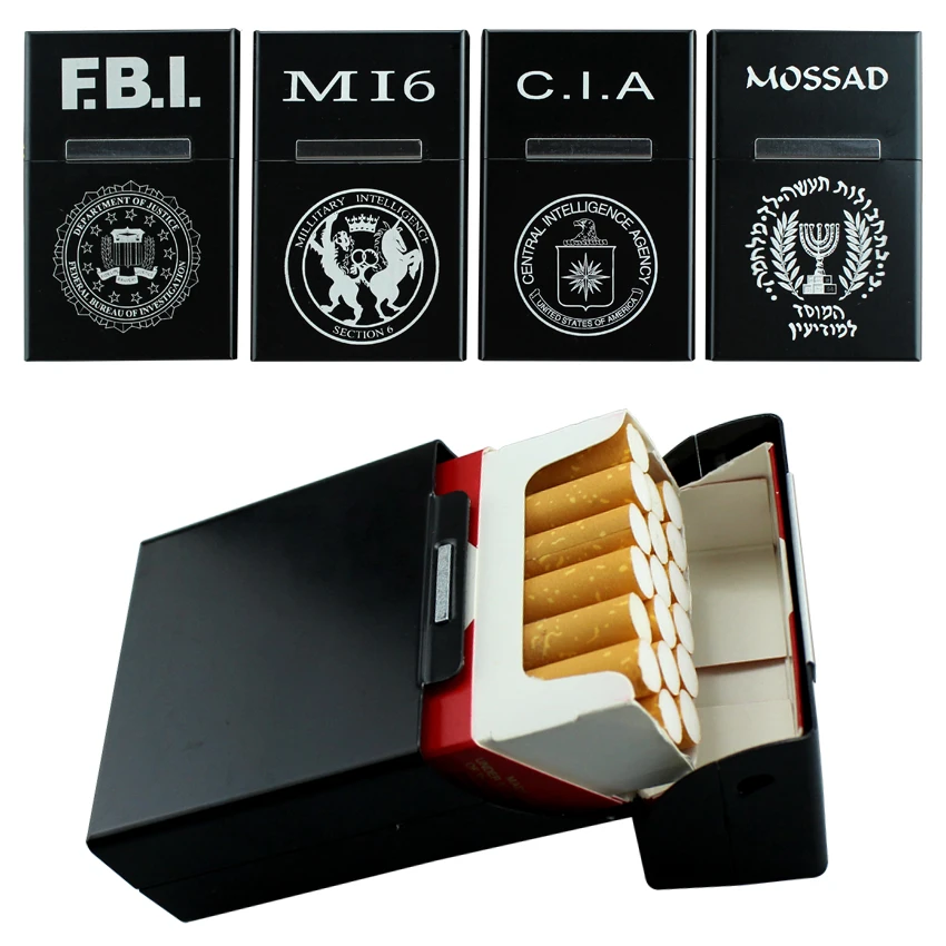 Caja de cigarrillos de Metal para FBI CIA MI6, diseño de musgo, productos derivados, inteligencia espía, regalo creativo para fumar para hombres,