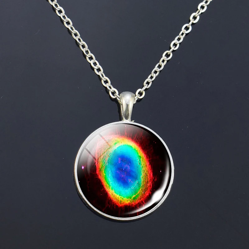 Sun Earth Jupiter Outer Space Pattern Glass Pendant Necklace Galaxy Planet Space Necklace Men Women Fashion Jewelry Gift