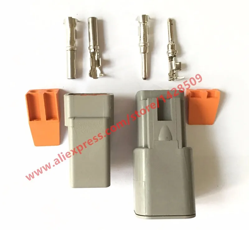 1 Set Deutsch DTP Gray 2 Pin Male Female Waterproof Electrical Auto Connector DTP06-2S DTP04-2P