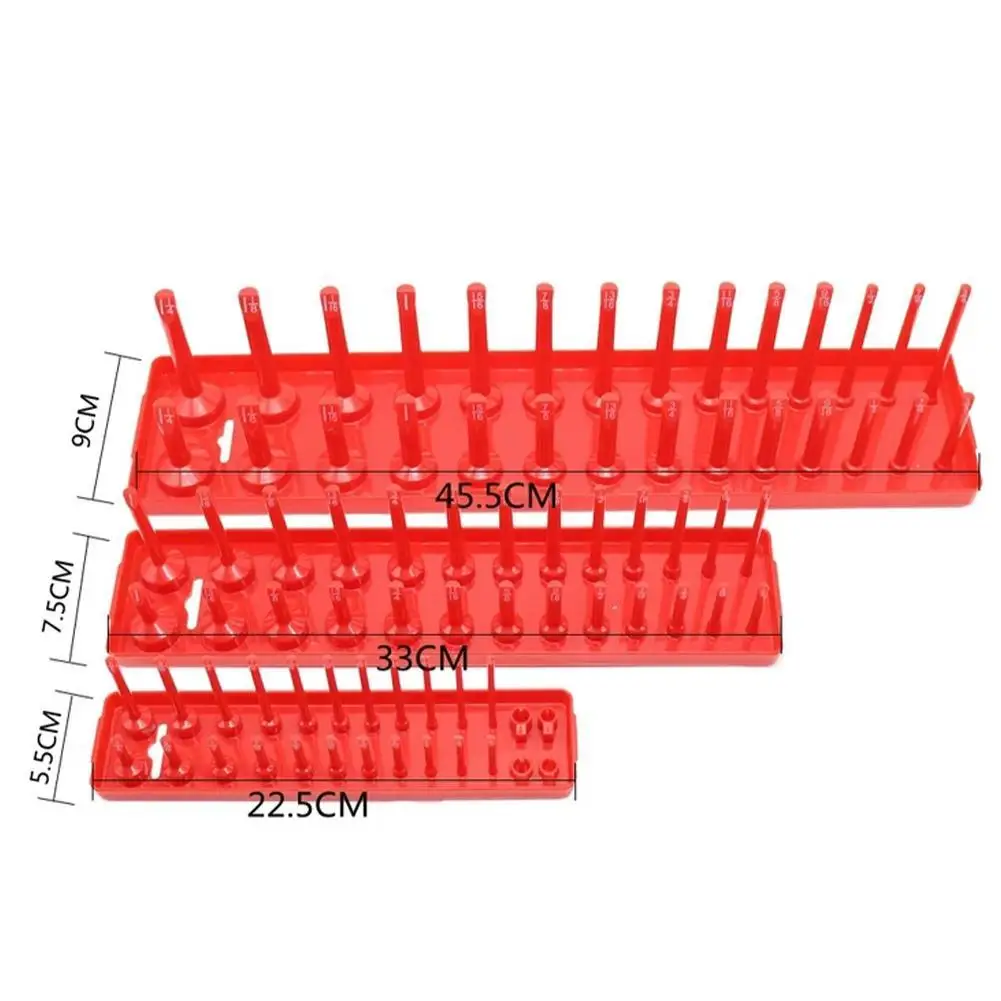 3pc Socket Organizer Tray Rack Holder Metric SAE 1/4