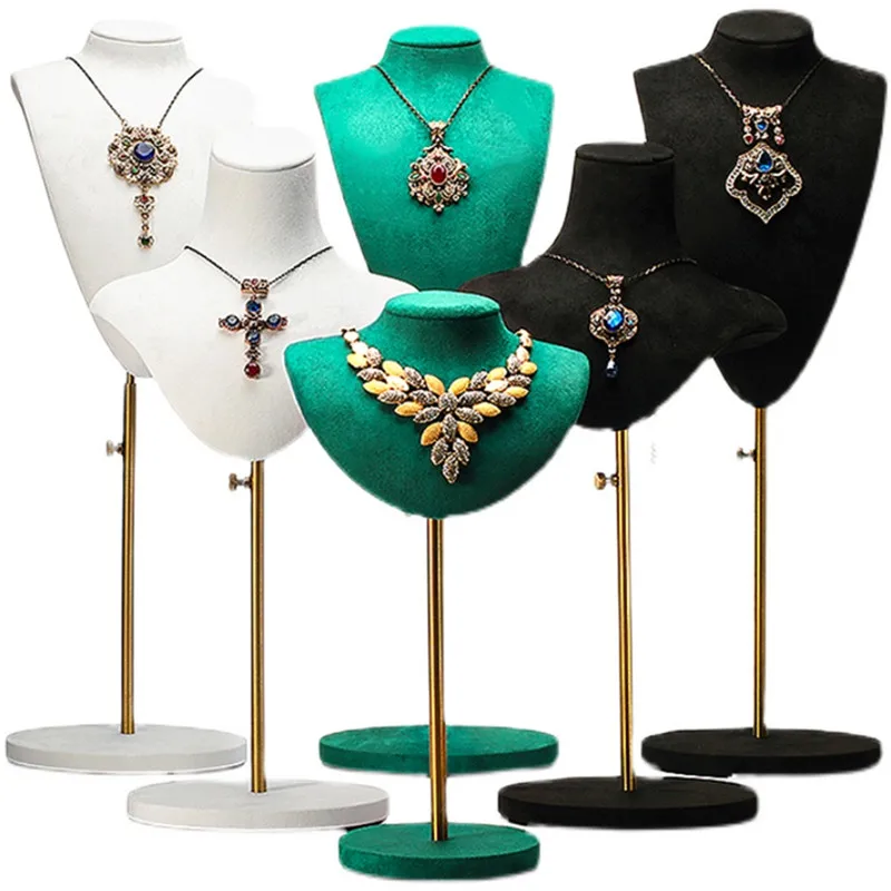 Neue Einstellbare Metall Porträt Schmuck Halskette Display Stand Schmiedeeisen Neck Modell Schmuck Display Requisiten