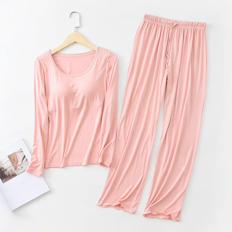 Autumn Winter Modal Sleeping Clothes For Home Women Pajamas For Two Piece Set Long Sleeve Pijamas Feminino Suit Women M-XXL