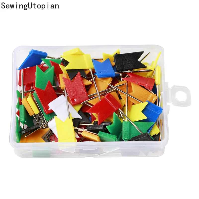 50/100PCS Colorful Flags Push Pins Metal Bulletin Board Message Paper Fixed Needle Pins Map Drawing Thumb Tack Binding Supplies