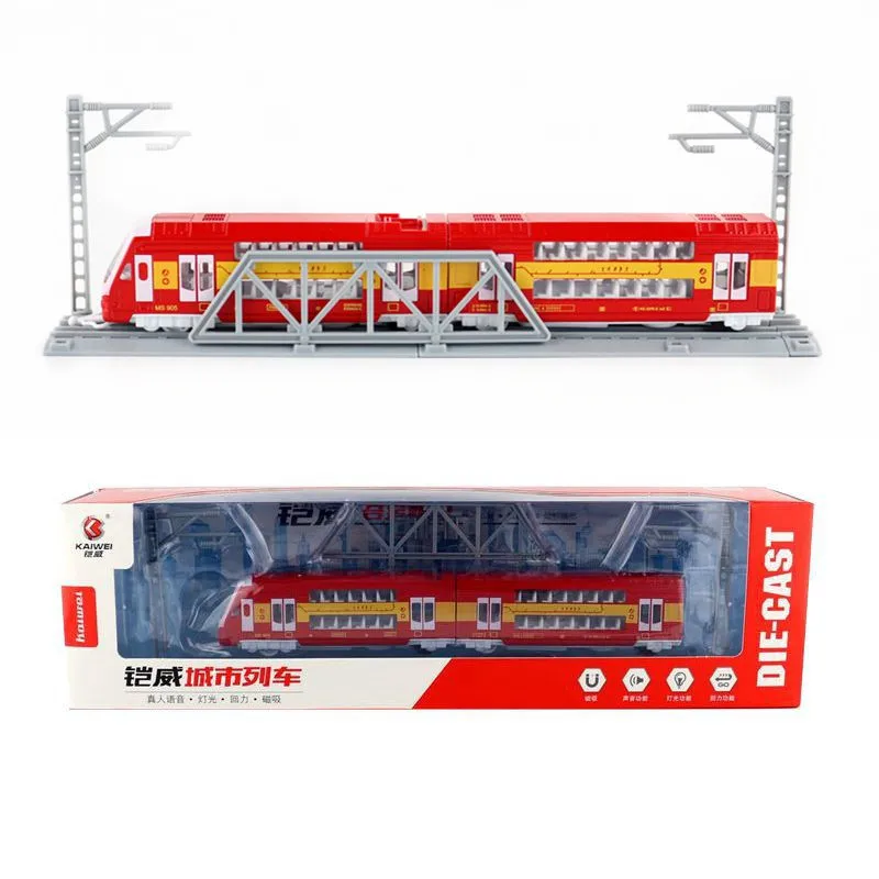 การจำลอง1:87 Alloy ดึงกลับ Double-Decker รถไฟรุ่นรถไฟความเร็วสูงรถไฟใต้ดิน Light Rail ของเล่นจัดส่งฟรี