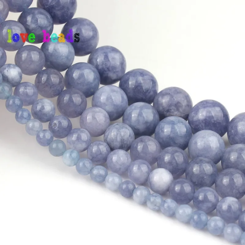 Natural Stone Beads Blue Angelite Round Loose Spacer  Beads for Jewelry Making 6/8/10/12mm Strand 15\