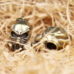 Biochemical Skull Head Brass Knife Beads Personality Punk Gas Mask Skeleton EDC Outdoor Tool Survival Paracord DIY Accessories