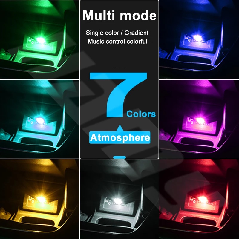 Auto lampada Decorativa ha condotto la Luce ambiente dell\'automobile del usb di controllo di voce di ritmo lampadina touch gradiente colorato auto