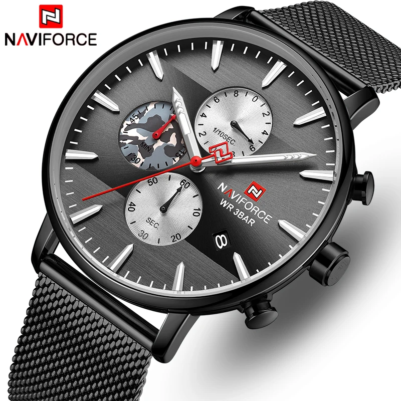 NAVIFORCE Top Mens Watch Brand Luxury Fashion Quartz Men Watches Waterproof Sports Steel Military Wrist Watch Relogio Masculino