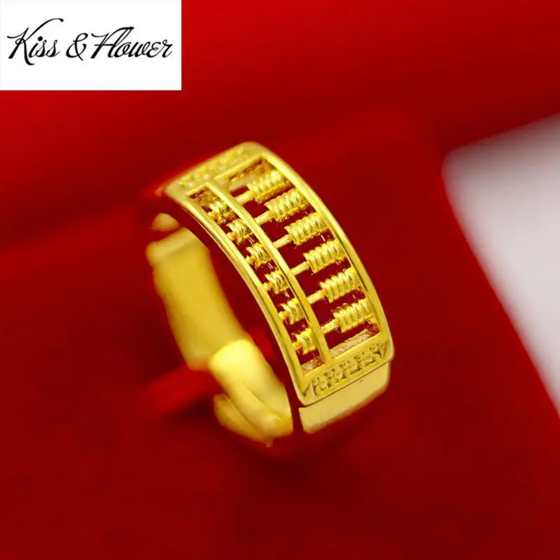 

KISS&FLOWER RI35 2022 Fine Jewelry Wholesale Fashion Woman Man Birthday Wedding Gift Abacus 24KT Gold Exquisite Resizable Ring