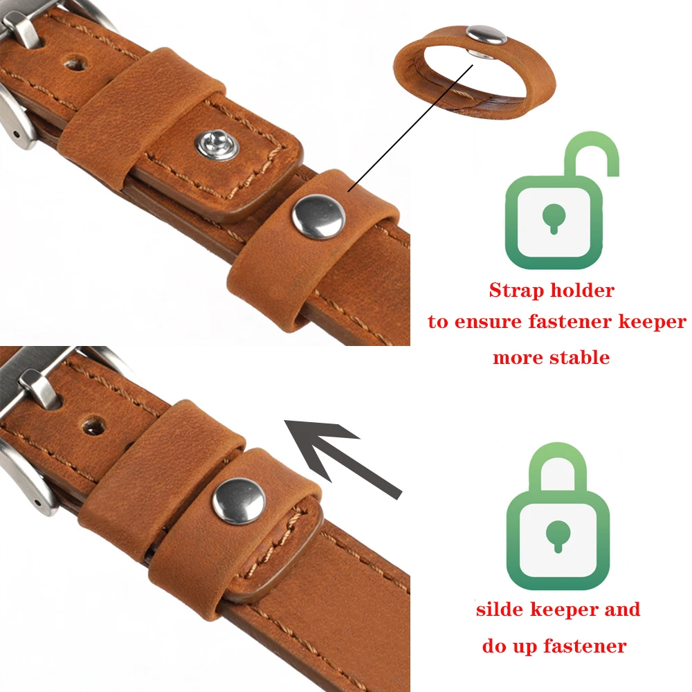 Genuine Leather Link Loop Watch Strap 20mm 22mm Quick Release Cowhide Watchband Keeper Locking Watch Accessories for Men