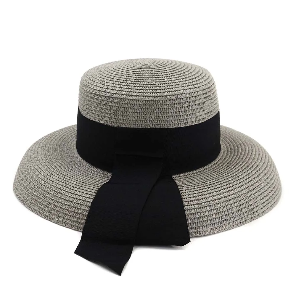 2023 Summer Straw Hat with Ribbon Hepburn Style Big Eaves Female Outdoor Travel Beach Vacation Seaside Sun Hat  Fashion Hat