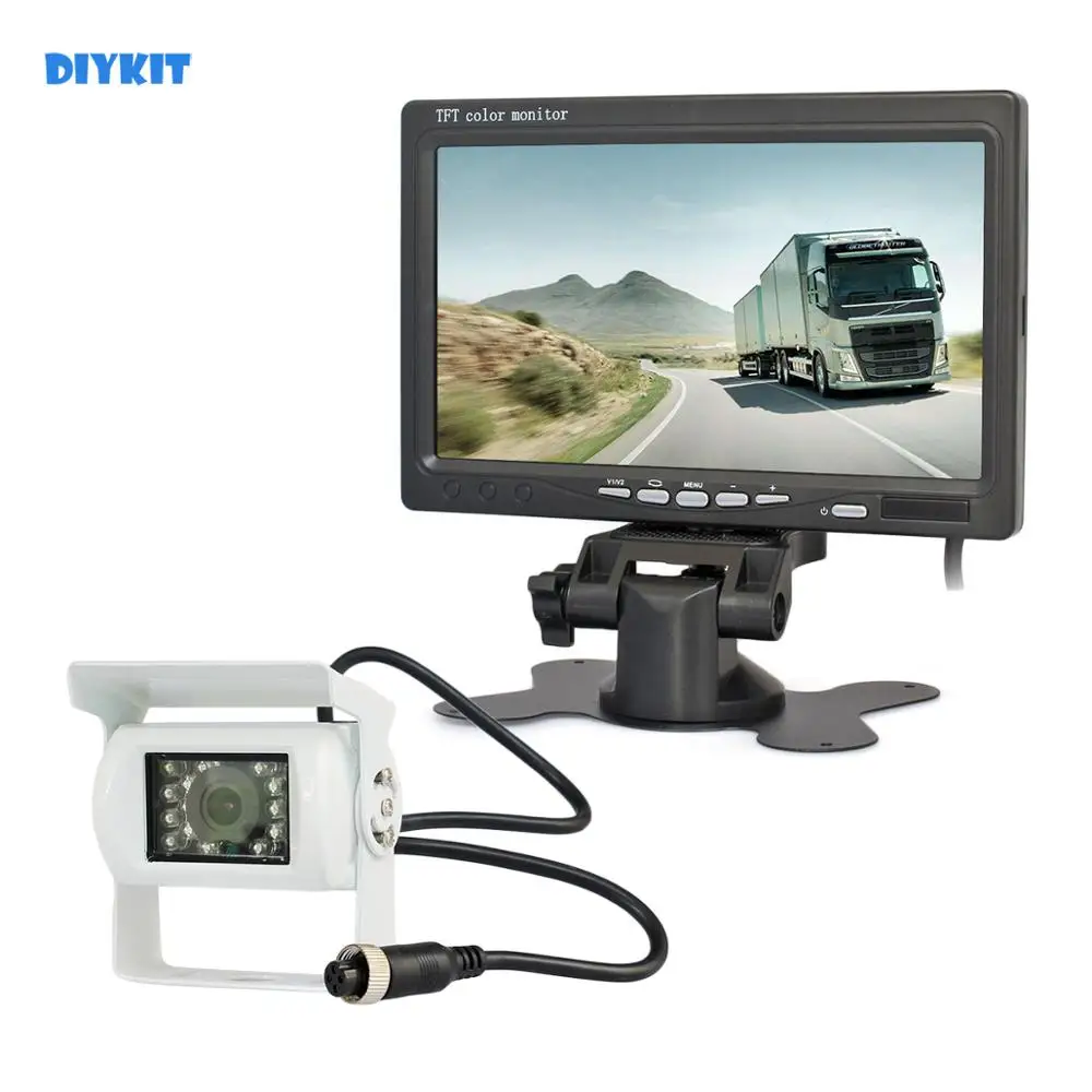 

DIYKIT 7inch TFT LCD Backup Car Monitor 4pin IR Night Vision CCD Rear View Car Camera for Bus Houseboat Truck