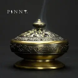 PINNY Nepalese Classical Metal Incense Burner Alloy Coil Censer Buddha Decor Cone Incense Base Sandalwood Metal Crafts