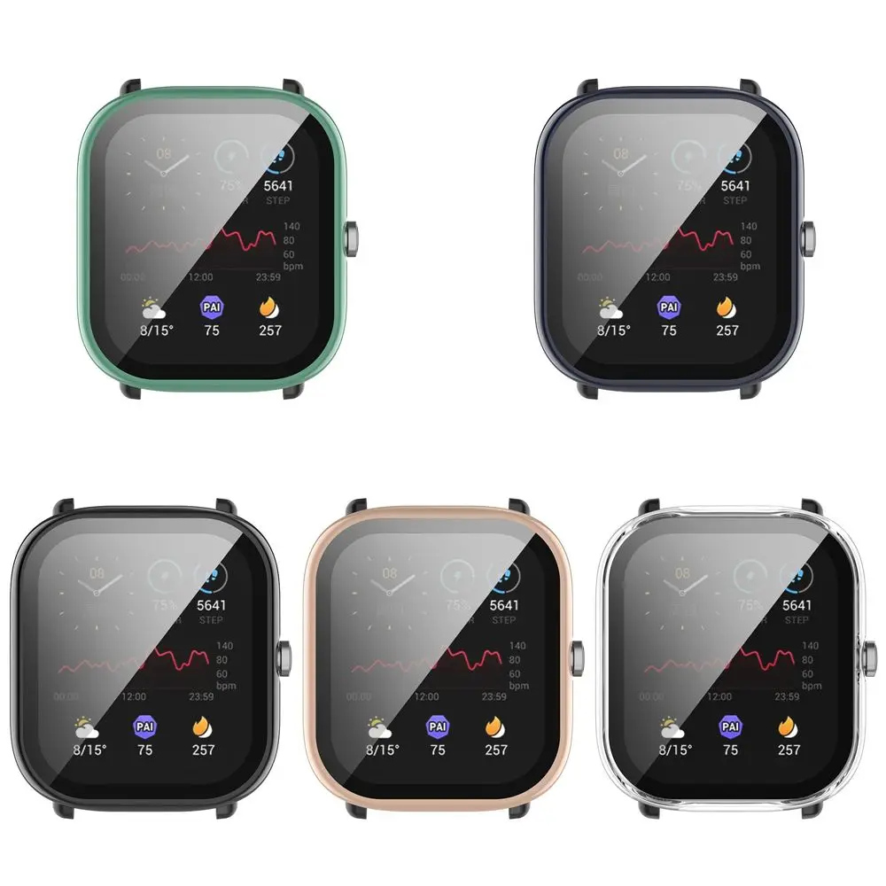 Case for Amazfit GTS 2 mini PC+ Tempered Glass Protective Bumper Cover All Around Screen Protector Shell Smartwatch Accessories