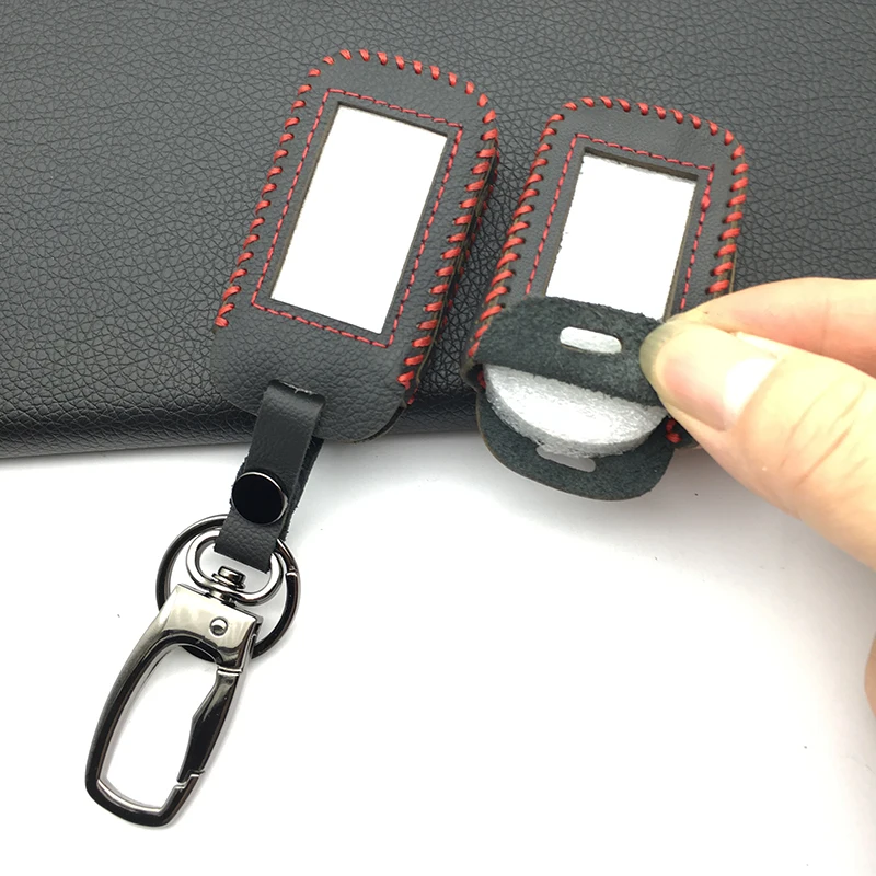 100% Leather Case Key Cover For Starline E90 E63 E91 E61 E95 E66 E60 LCD Two Way Car Alarm Remote Case Keychain Transmitter