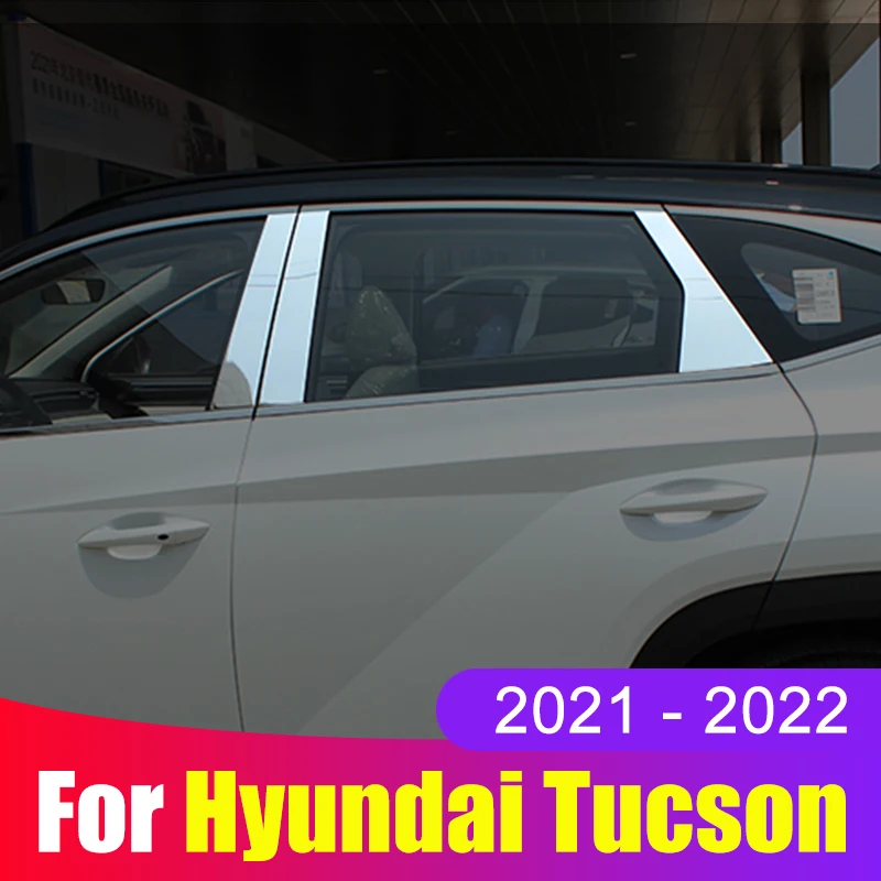 

Car Window Center Pillar Trim Sticker External Decoration Cover Anti-Scratch For Hyundai Tucson 2021 2022 NX4 Hybrid Accessories