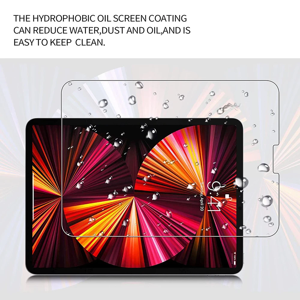 Película protectora de pantalla para iPad Pro 12,9 y 11 pulgadas, vidrio templado HD con identificación facial y lápiz Apple de fácil instalación, 2021