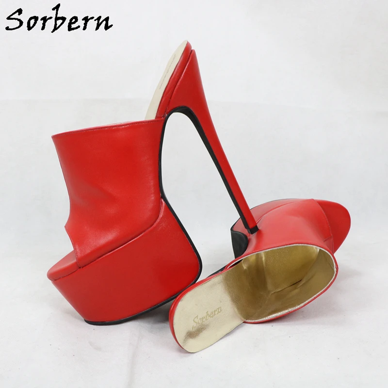 Sorbern Spike High Heel Women Sandals Open Toe Slip On Summer Shoes Sliders Platform Stilettos Custom Colors 16Cm/18Cm/20Cm