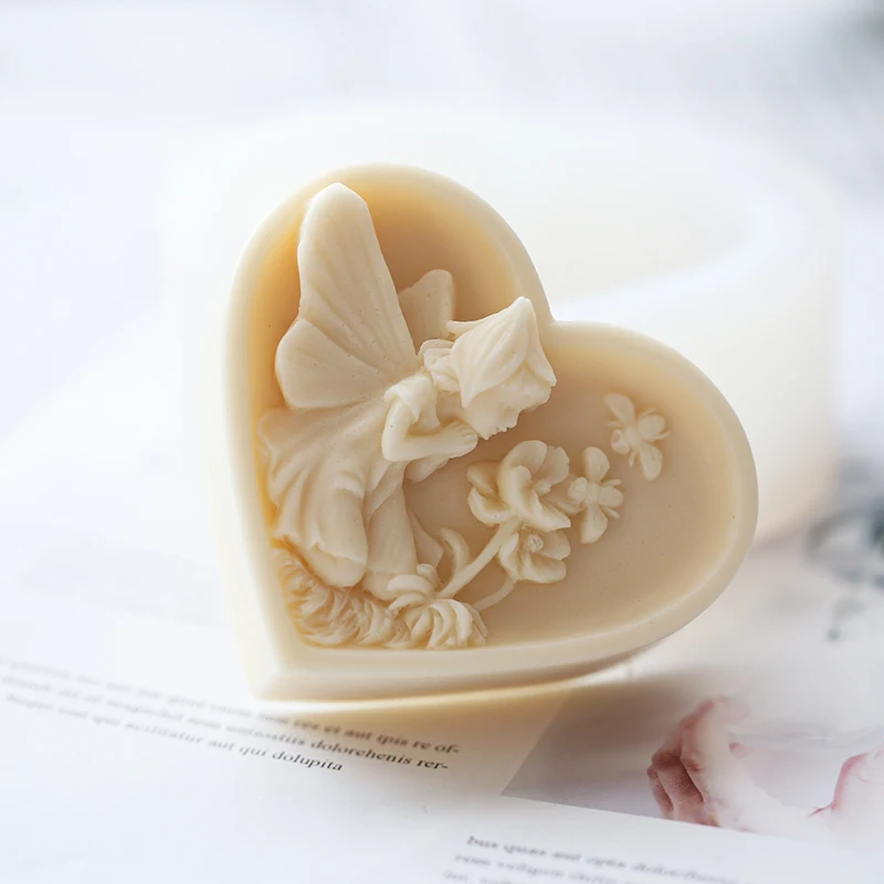 Magic Fairy Heart Handmade Soap Mold DIY Soap Silicone Mold Flower Faerie Fondant Cake Mold Flexible Silicone Soap Mold