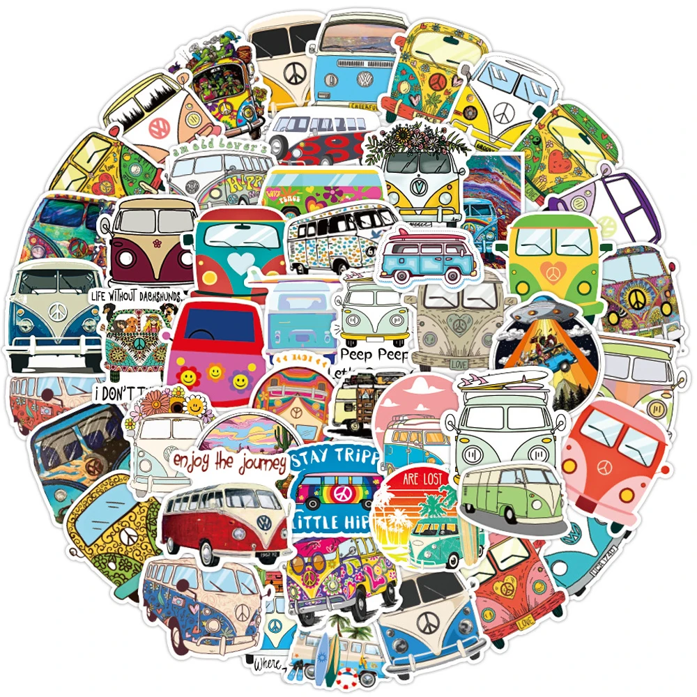 10/30/50PCS Hip Hop Bus Graffiti Stickers PVC Travel Luggage Guitar Laptop Waterproof Classic Kid Toys Cool Sticker Decals Gift