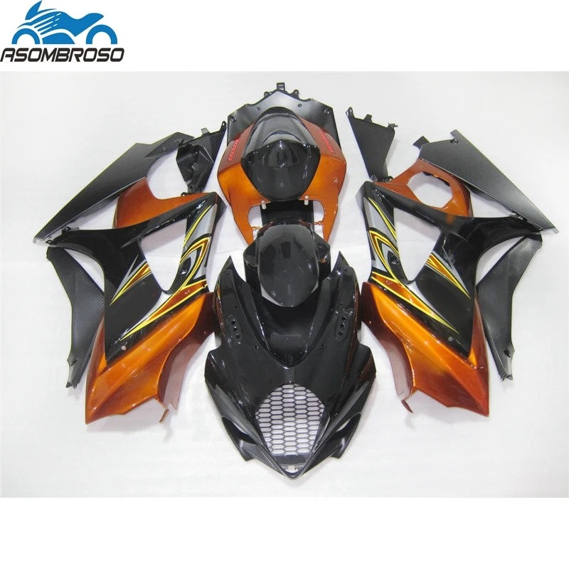 

Lowest price Fairing kit for SUZUKI K7 GSXR 1000 2007 2008 black orange plastic racing gsxr1000 fairings CM41