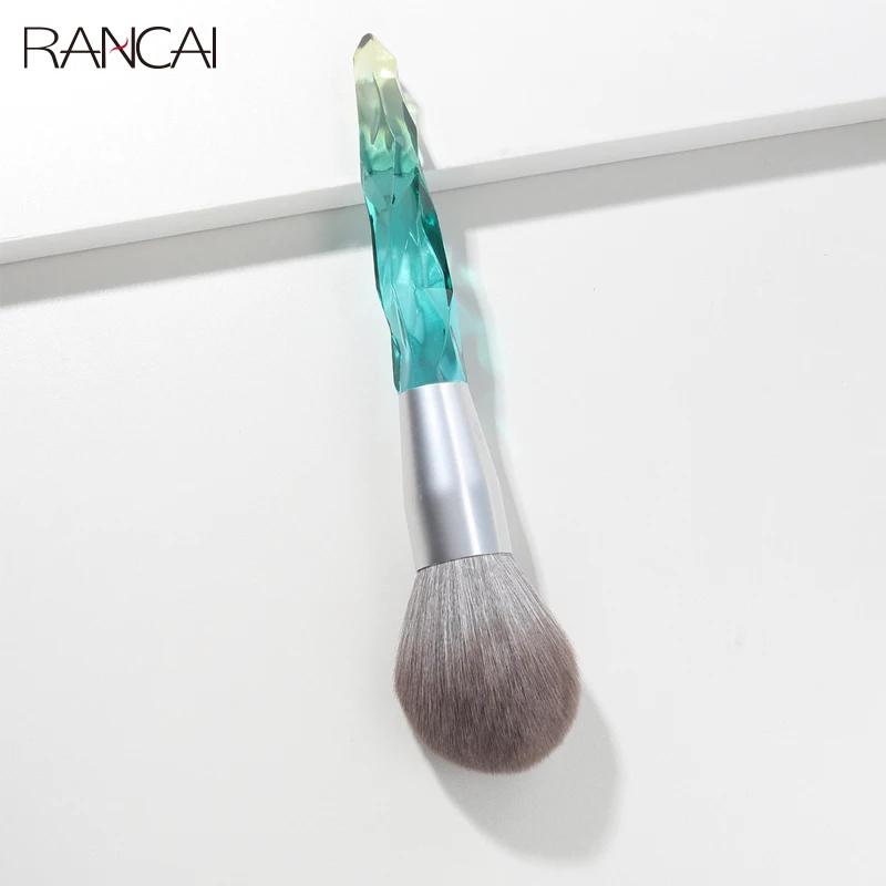 RANCAI Big size Loose Powder Makeup Brush Crystal Soft Synthetic Hair Pro Fluffy Vegan Make up Tool Large Single Blush Brush