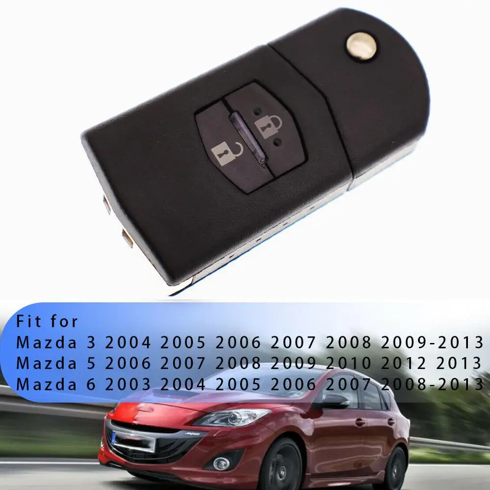 EIDRAN Flip Key Shell 2 Button Fob Remote Case Replace Fit For MAZDA 2 3 5 6 RX8 MX5