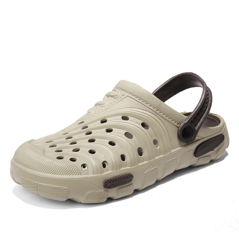 2021 New Fashion Sandals Men Clogs Slippers Soft Bottom Beach Jelly Clogs Male Comfy Breathable Water Garden Ankle-Wrap Sandals