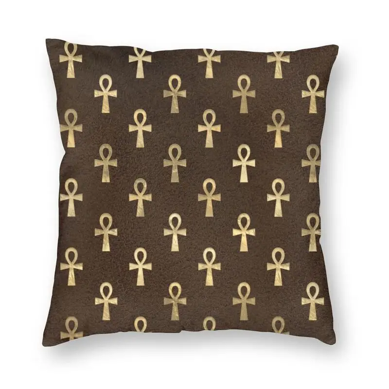 Egypt Ankh Pattern Cushion Cover 45x45 Home Decorative Egyptian Hieroglyphic Symbol Throw Pillow Case for Living Room