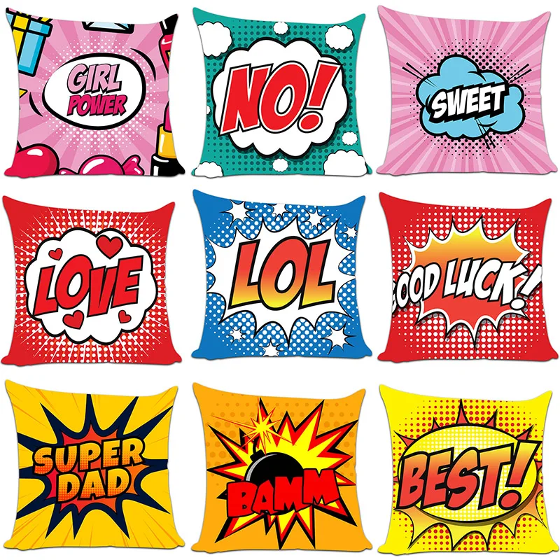 Christmas Cartoon Cushion Cover Linen Pillow Cover for Couch Sofa Living Room Decorative Pillows 45x45 Home Decor