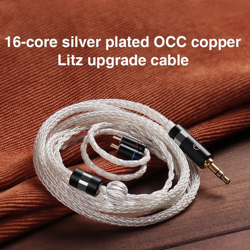 TRN T6 16Core Silver Plated OCC Copper Litz /3.5MM with MMCX/2PIN Connector Upgraded Cable Earphones Cable for TRN VX V90S BA8