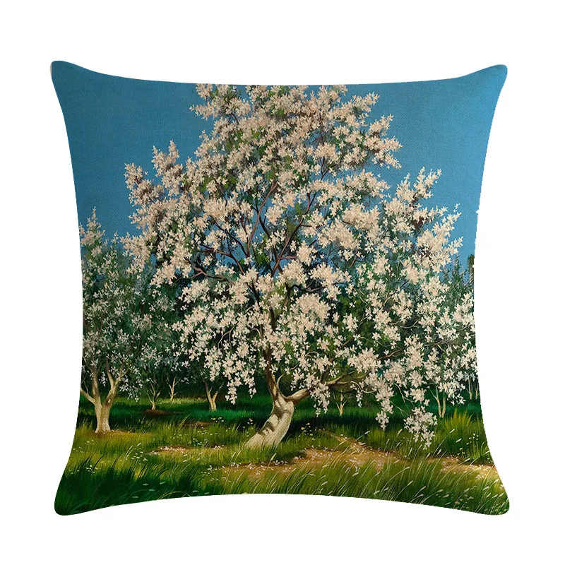 Western Classical Flower Cushion Cover Oil Painting Advanced Gray Tone Pillowcase Studio Flower Pillow Square Fittings 18inx18in