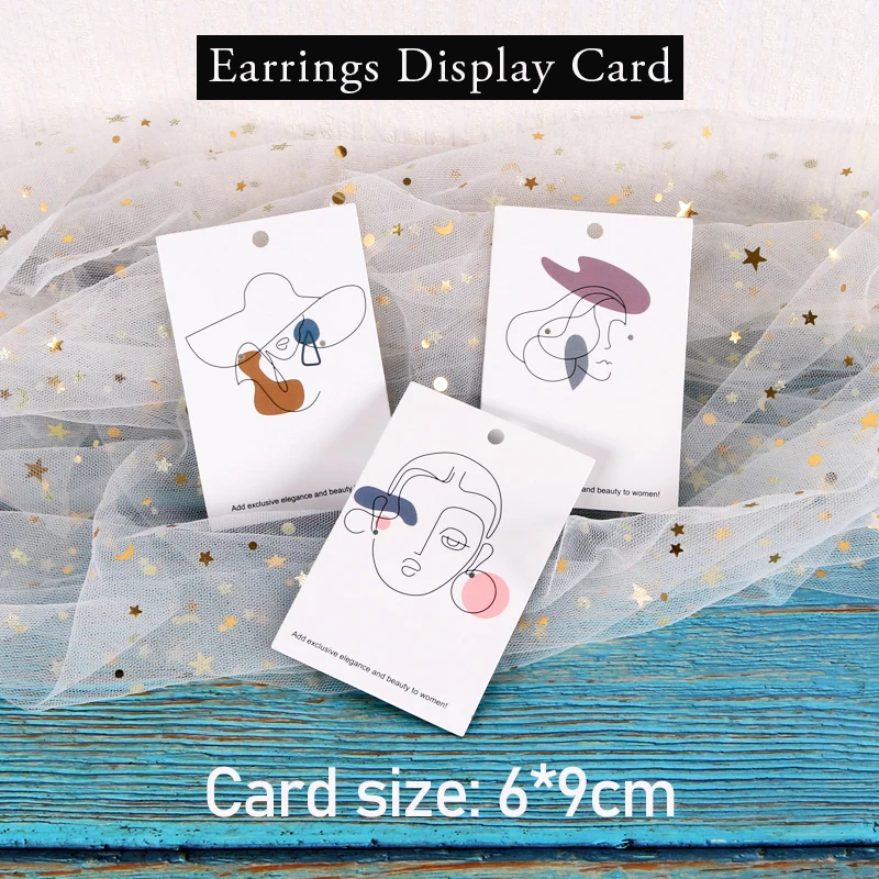 100Pcs Earrings and Necklaces Display Paper Cards Earing Packaging Kraft Hanging Card Holder Hole Punch for Jewelry 6x9cm