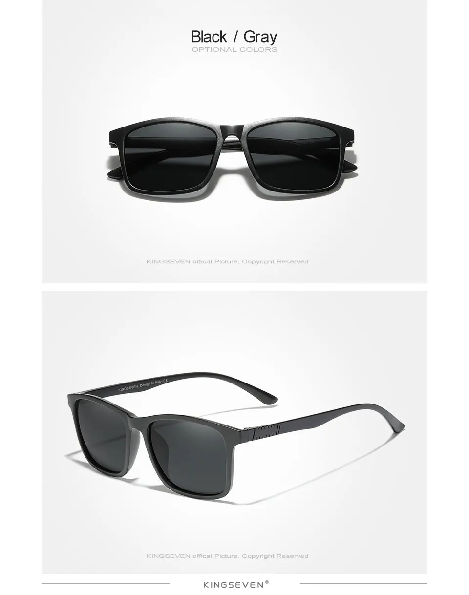 KINGSEVEN SQUARE Ultraleichte TR90-Sonnenbrille für Herren, polarisiert, Kat. 3, 1,1 mm dicke Linse, Sonnenbrille für Damen, Sportbrille – Detail 6