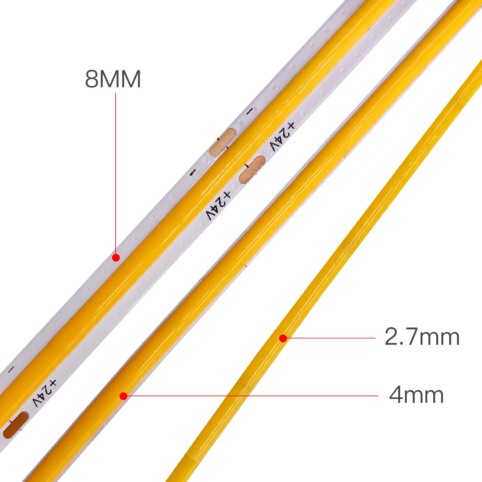 3mm 4mm 5mm Cienka Taśma LED COB 12V 24V Wąska Elastyczna Taśma Pokój Ściana Samochód Naturalny Biały 4000k Czerwony Zielony Niebieski Pomarańczowy