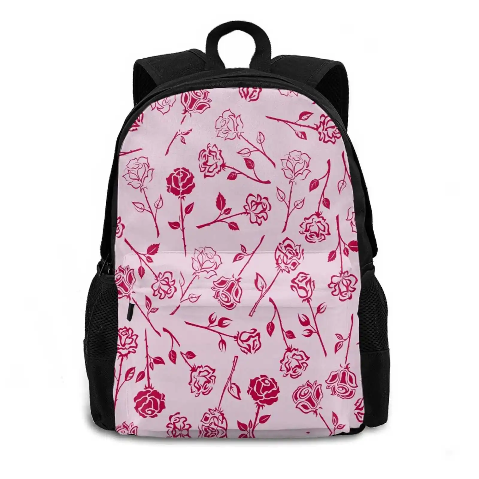 Vintage Rosy Pattern School Bag Big Capacity Backpack Laptop 15 Inch Floral Flowers Pattern Pretty Vintag Pink Girly Roses