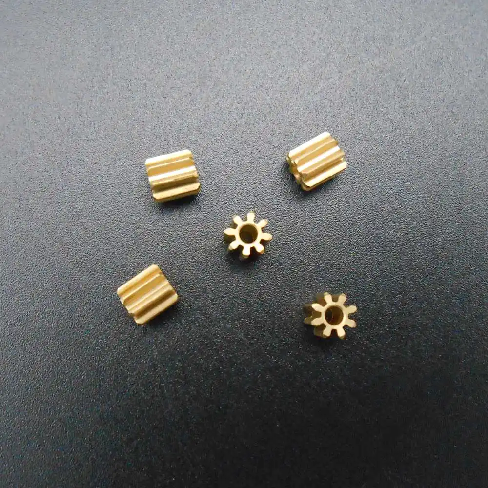 10Pcs/Lot 8T2MM 0.5M 82A 8 Teeth Brass Spru Gear Pinion 0.5 Modulus Bore Aperture 2MM 1.95MM Tight Fitting 8T Height 5MM Dia.5MM