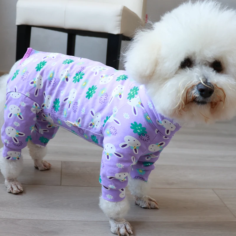 Pet Dog Jumpsuit Thin 100%Cotton Overalls Printed Puppy Clothes Protect Belly Pajamas For Small Dogs Chihuahua Poodle Home Wear