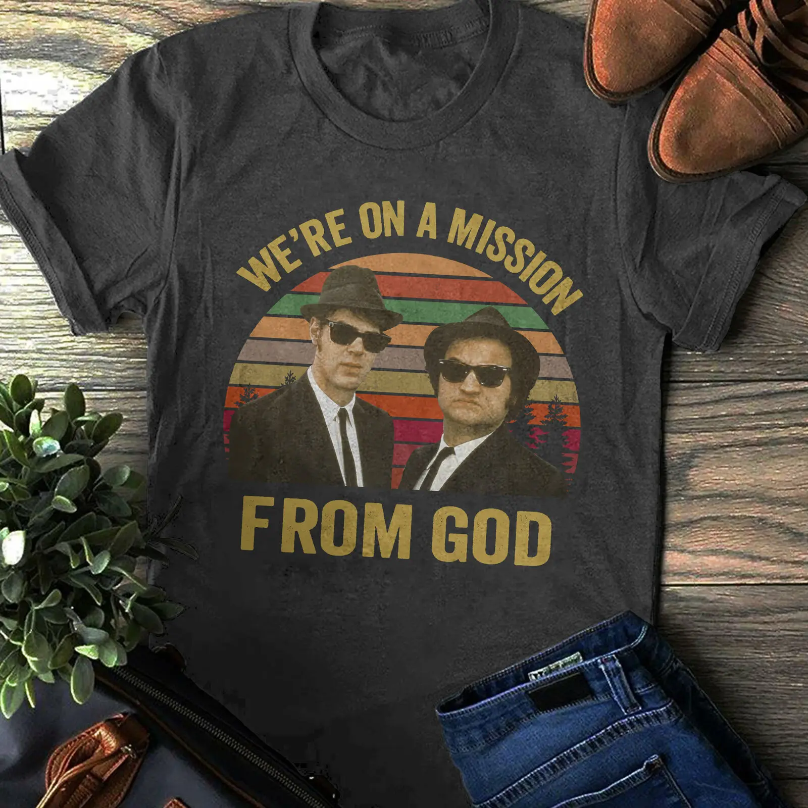 Men T Shirt Fashion We're On A Mission From God T-shirt, The Blues Brothers Shirt, John Belu