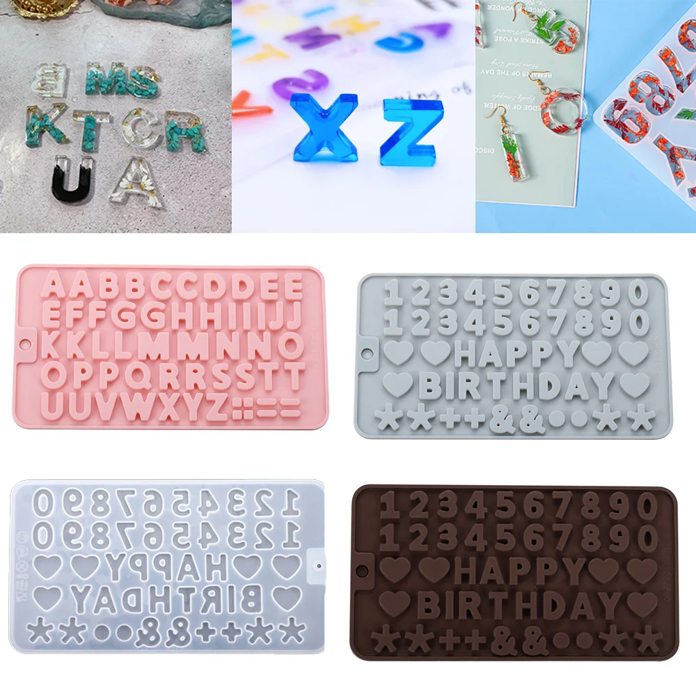 Letter Mold Alphabet Number Epoxy Resin Mold Crystal Pendant  Earring Silicone Molds Homemade For DIY Jewelry Making Accessories