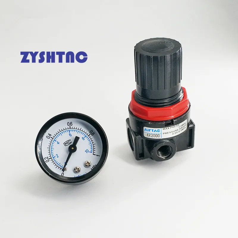 AR2000 G1/4\'\' AR2000-02 Pneumatic Mini Air Pressure Relief Control Compressor Regulator Treatment Units Valve Gauge Fitting