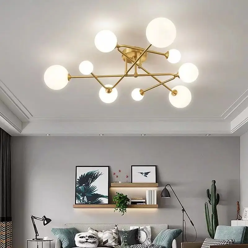Modern bubble ball chandelier for Living Room Bedroom Nordic gold light fixtures Luxury hotel minimalist Indoor decorative chand
