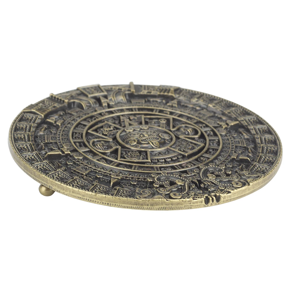 Aztec Solar Calendar fibbia per cintura in lega per uomo Cowboy