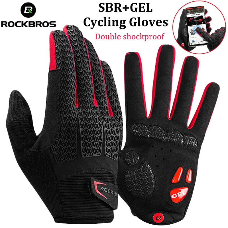 ROCKBROS Rękawiczki rowerowe MTB Rękawiczki jeździeckie z ekranem dotykowym Rękawiczki z pełnym palcem Wiatroodporne Ciepłe rękawice motocyklowe Mężczyźni Kobiety Sprzęt sportowy
