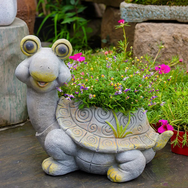 

Handmade Garden Decoration Courtyard Decoration Creative Outdoor Gardening Decoration Animal Flowerpot Resin Cartoon Tortoise