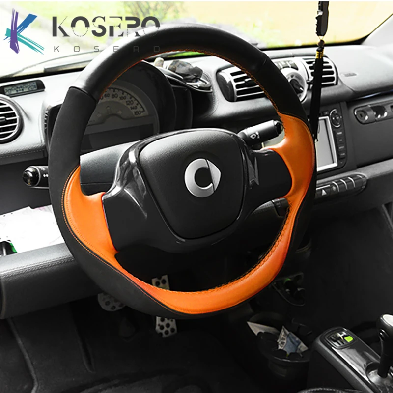 Car Genuine leather hand sewing steering wheel cover interior decoration Accessories For 09-14 Smart 451 Fortwo Forfour