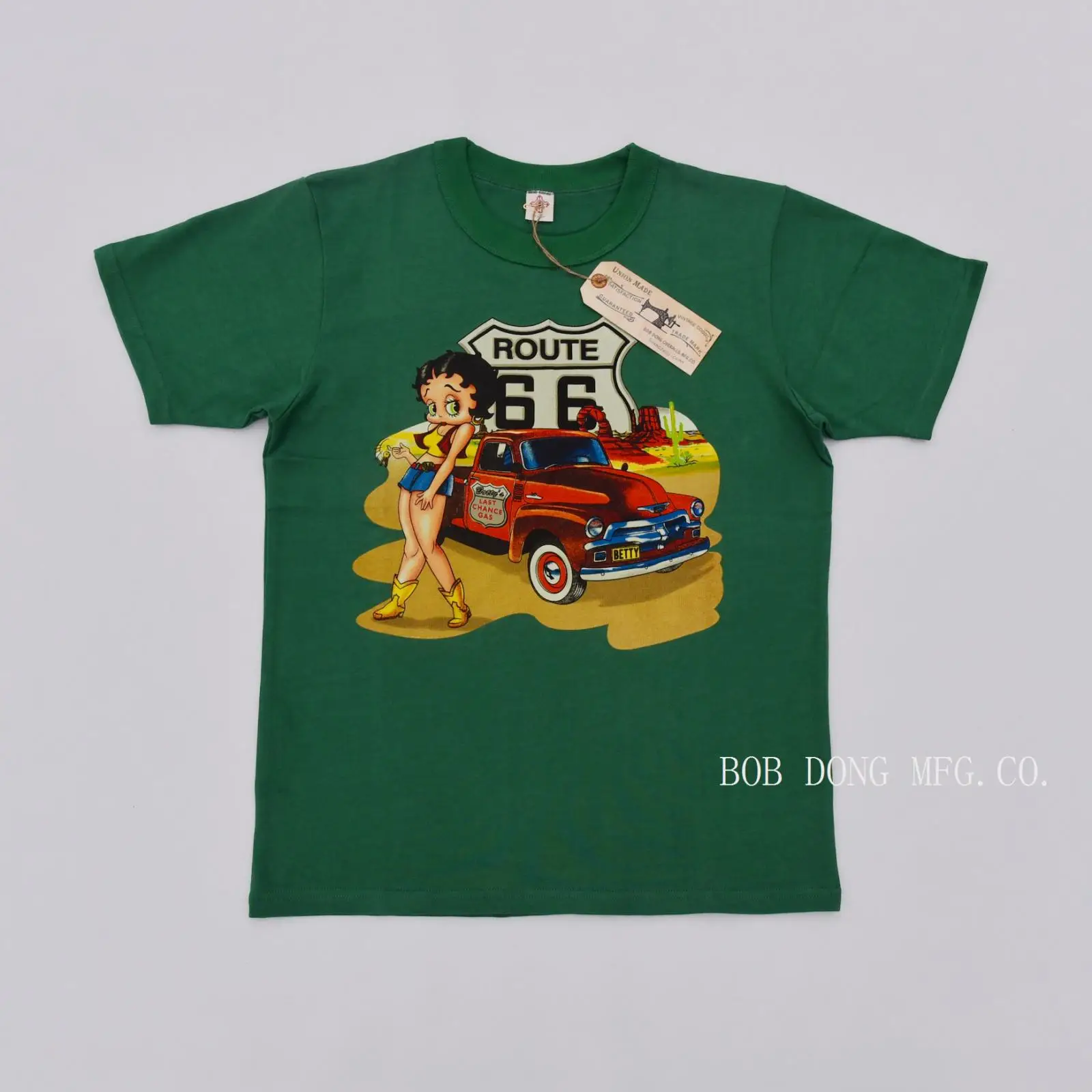 BOB DONG Mother Road Route 66 T-Shirts 300gr Crewneck Short Sleeved Tee Shirts