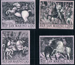 4Pcs/Set New San Marino Post Stamp 1968 Paul Uchello s Painting The Battle of San Romano Sculpture Stamps MNH